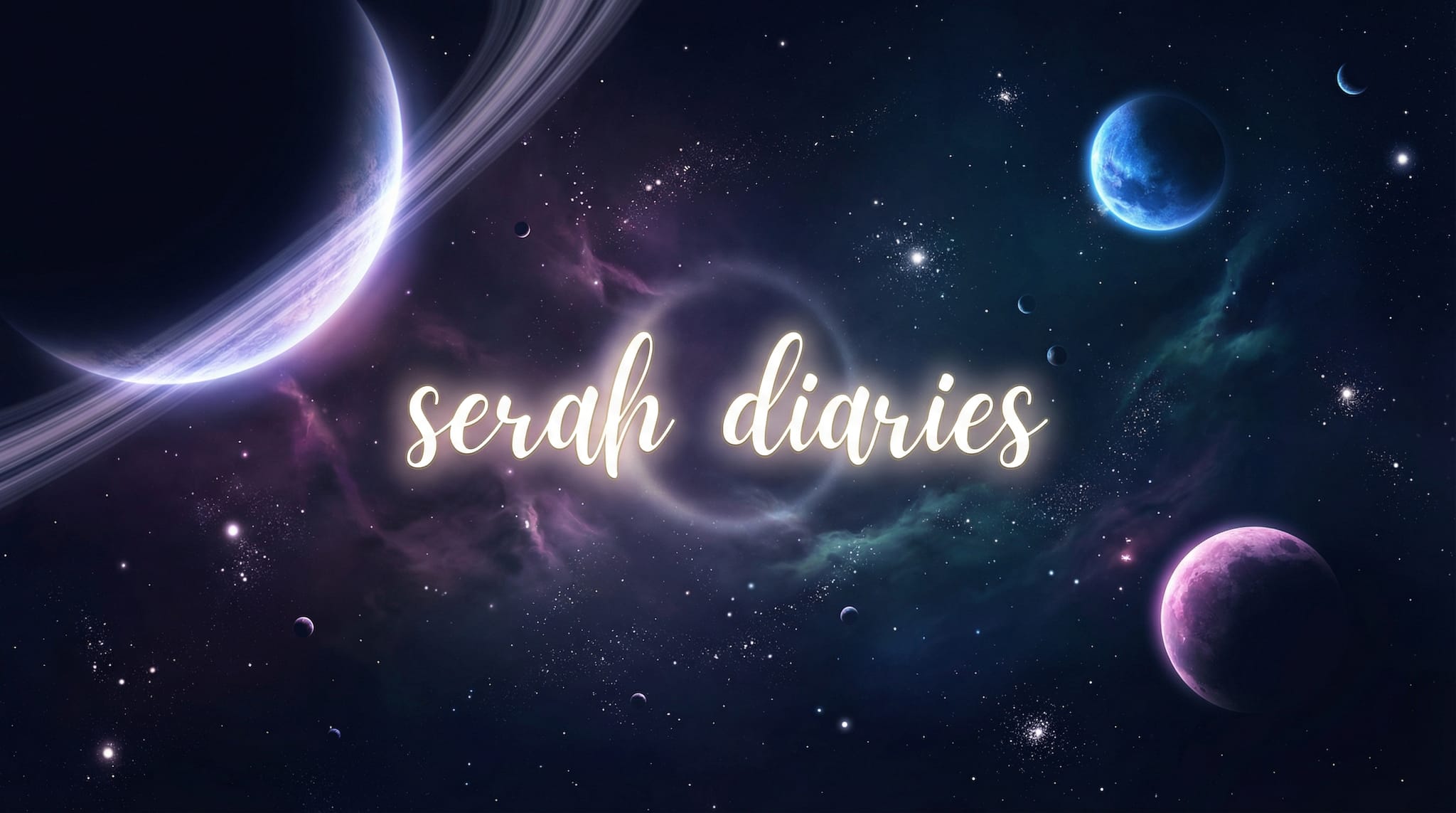 Serah Diaries — a cosmic space scene with planets, stars, and nebulae